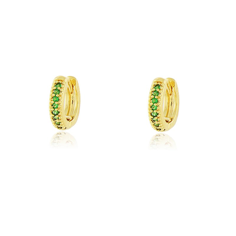 Argola pequena com zircônias folheada a ouro 18k