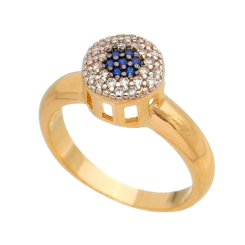 Anel chuveiro com zircônias folheado a ouro 18k