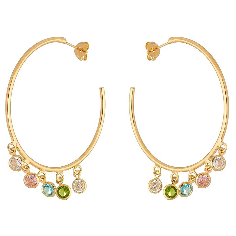 Argola com zircônias folheada a ouro 18k