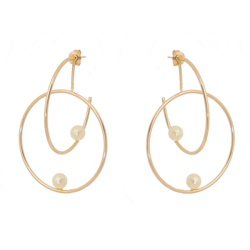 Argola fina com pérola folheada a ouro 18k