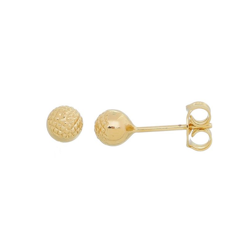 Brinco bola pontilhado folheado a ouro 18k