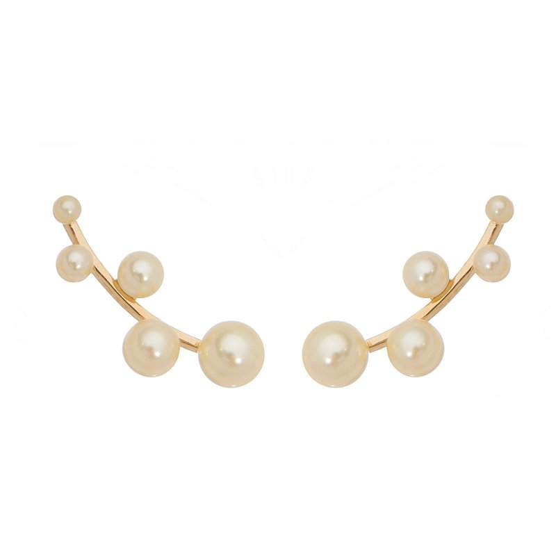 Brinco Ear Cuff com pérolas folheado a ouro 18k