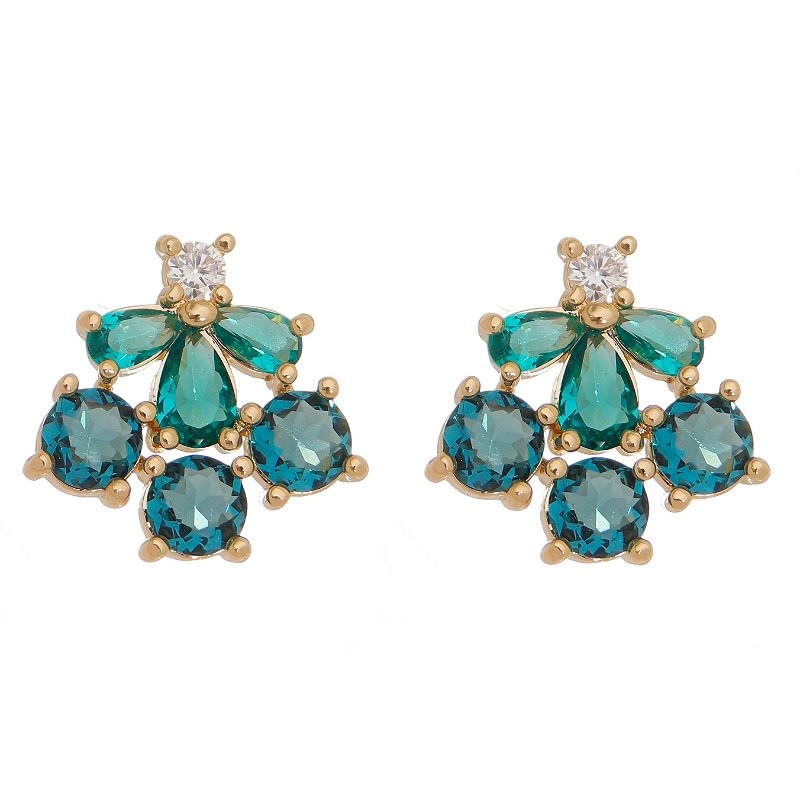 Brinco com zircônias folheado a ouro 18k