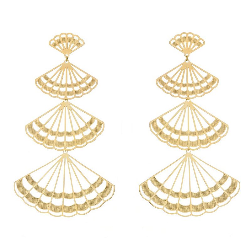 Brinco leque folheado a ouro 18k