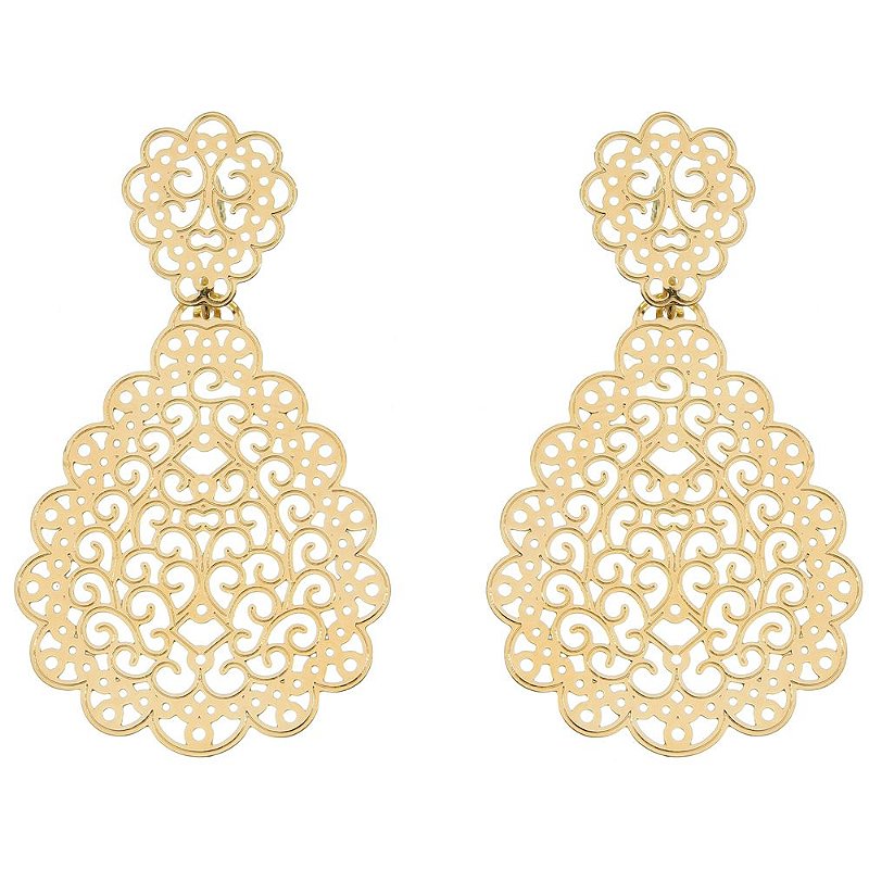 Brinco trabalhado folheado a ouro 18k