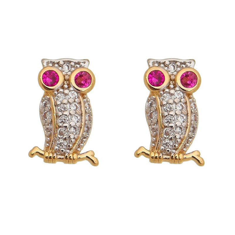 Brinco coruja folheado a ouro 18k