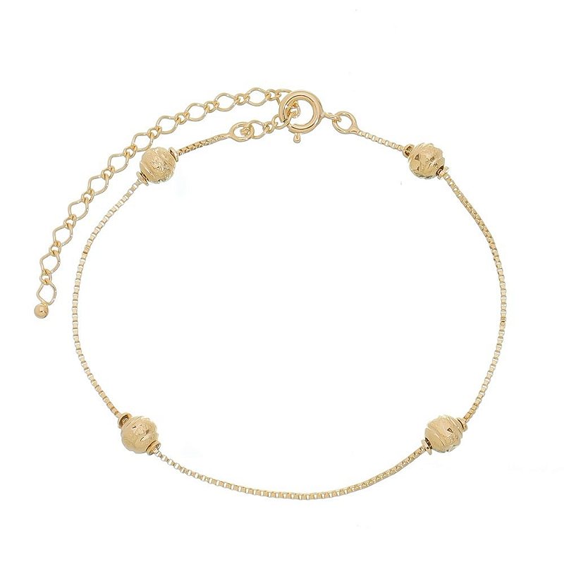 Pulseira bola diamantada folheada a ouro 18k 15cm