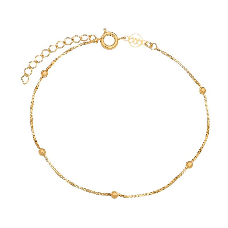 Pulseira bolas pequenas folheada a ouro 18k 20cm