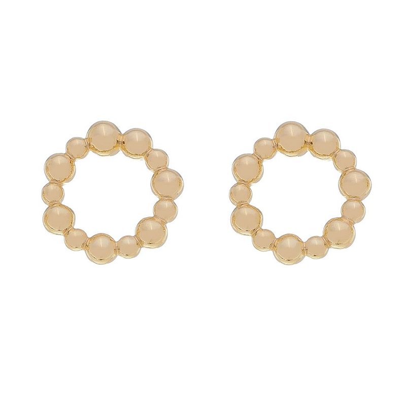 Brinco círculo com bolas folheado a ouro 18k