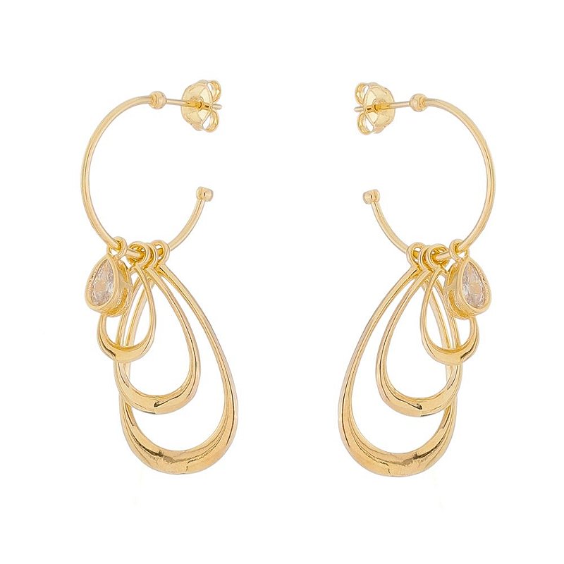 Argola com zircônia folheada a ouro 18k