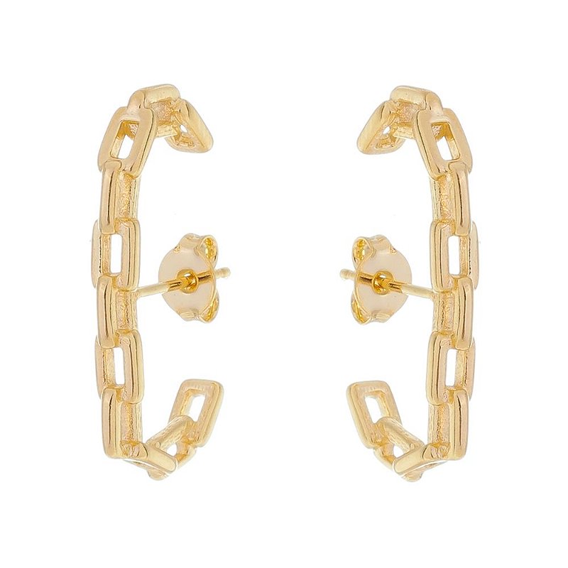 Brinco Ear hook elos folheado a ouro 18k