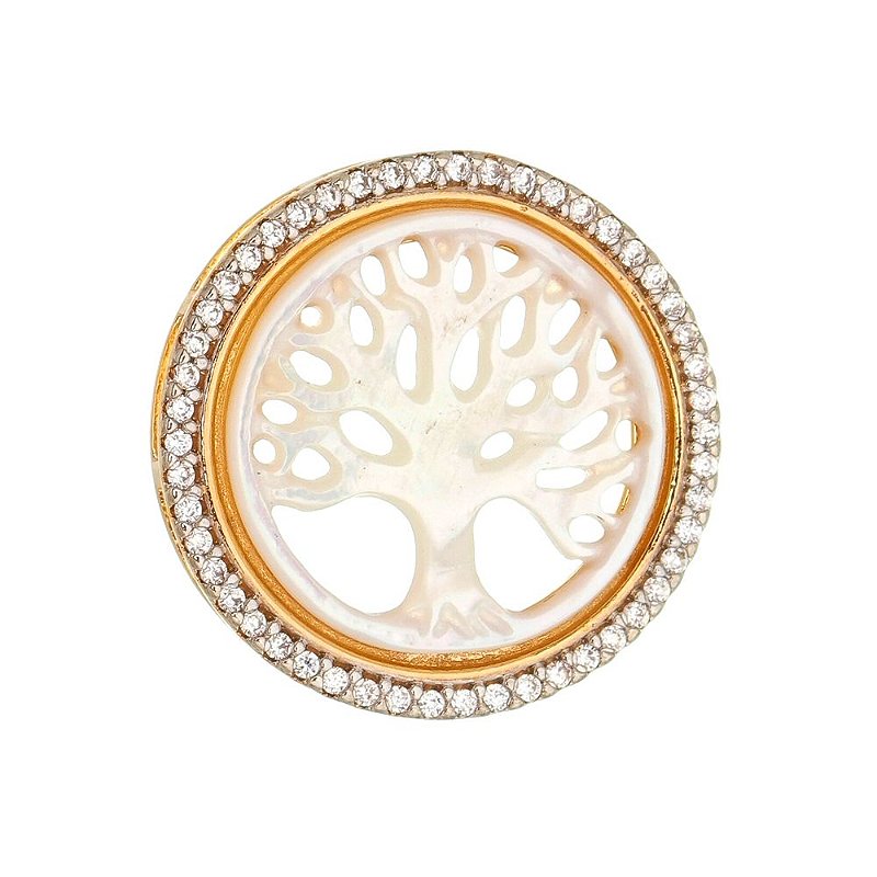 Pingente árvore da vida em madrepérola folheado a ouro 18k