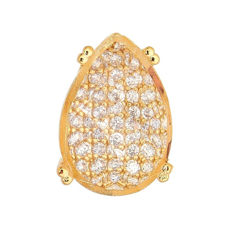 Pingente gota grande com zircônia folheado a ouro 18k