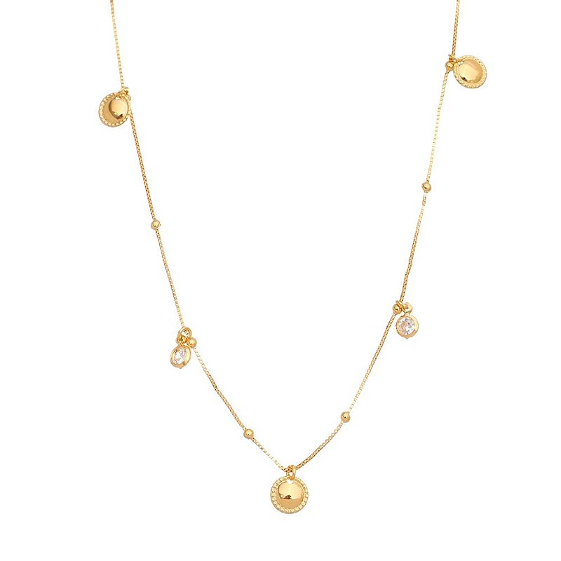 Gargantilha com bolas e zircônias folheada a ouro 18k