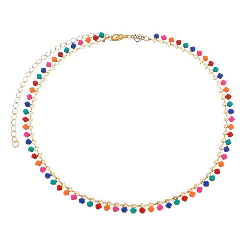 Gargantilha choker colorida folheada a ouro 18k