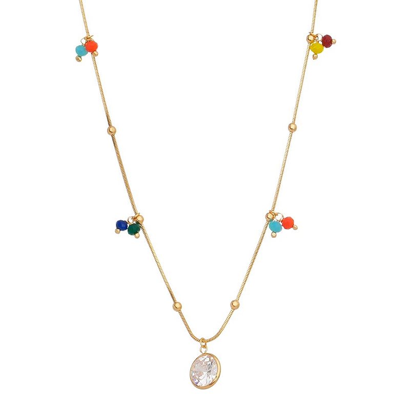 Gargantilha com bolas coloridas folheada a ouro 18k