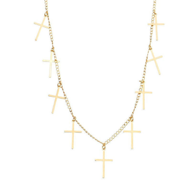 Gargantilha cruzes folheada a ouro 18k