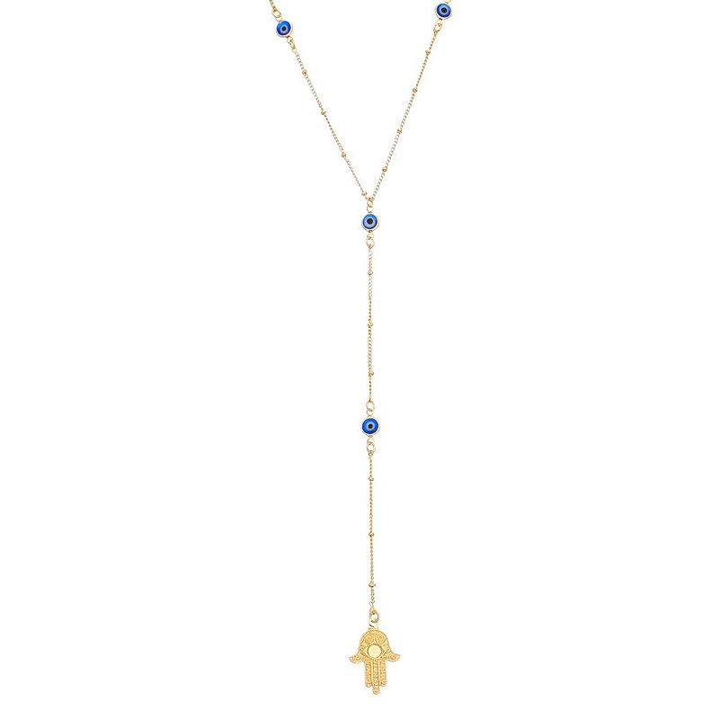 Gargantilha gravata com Olho Grego folheada a ouro 18k