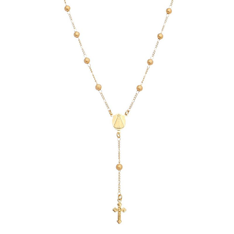 Terço com bolas foscas folheado a ouro 18k