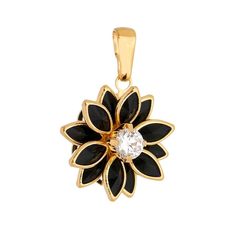 Pingente flor folheado a ouro 18k