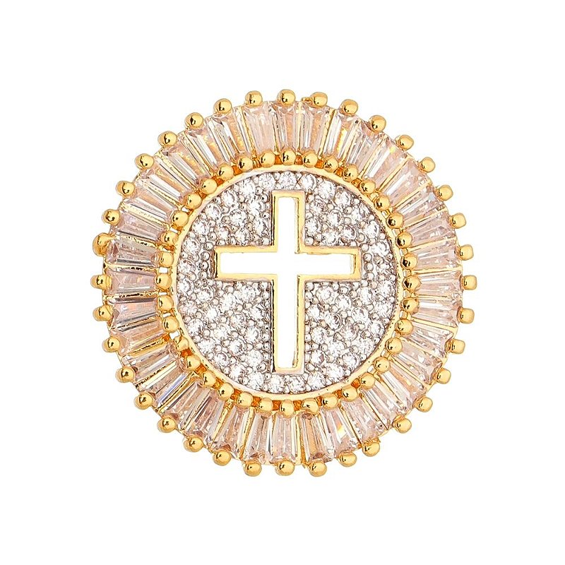 Pingente mandala com zircônias folheado a ouro 18k