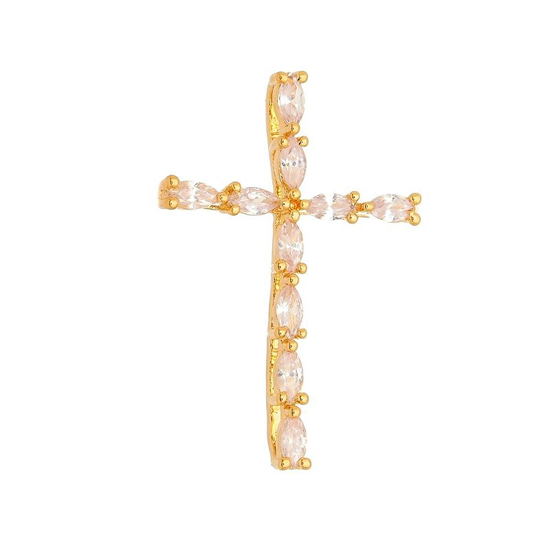 Pingente cruz com zircônias folheado a ouro 18k