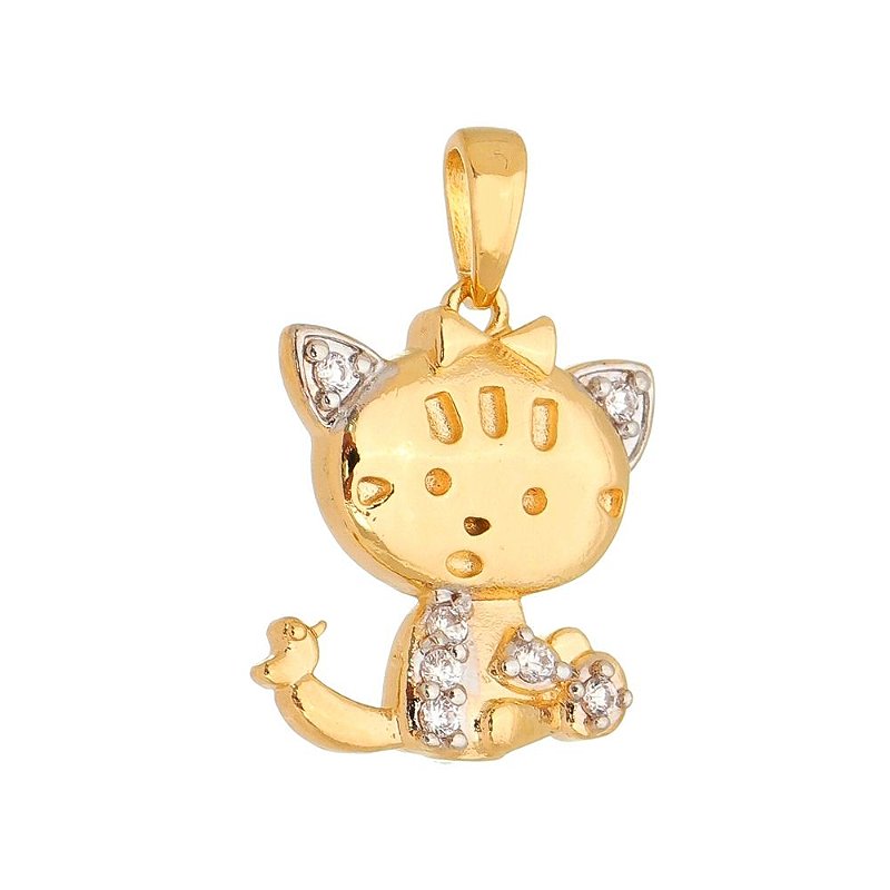 Pingente gato folheado a ouro 18k