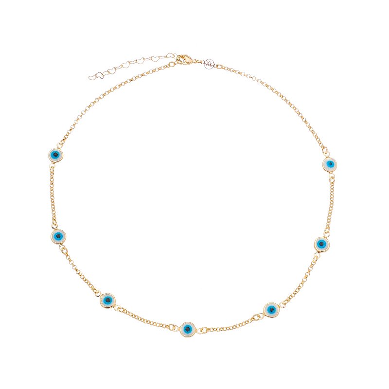 Gargantilha olho grego folheada a ouro 18k