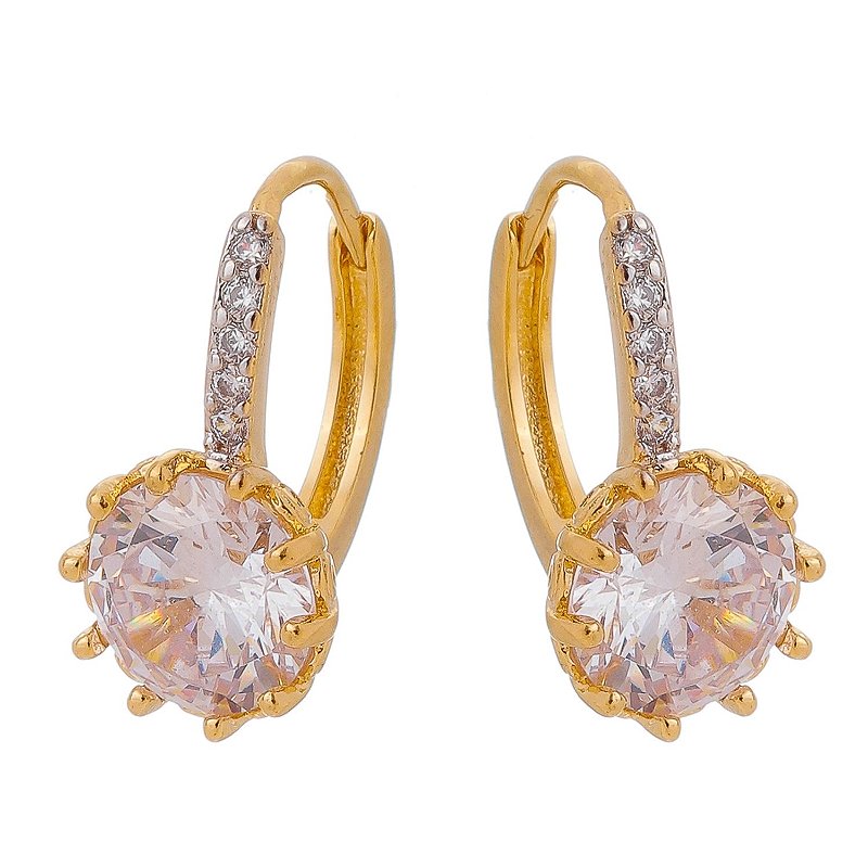 Argola com zircônia folheada a ouro 18k