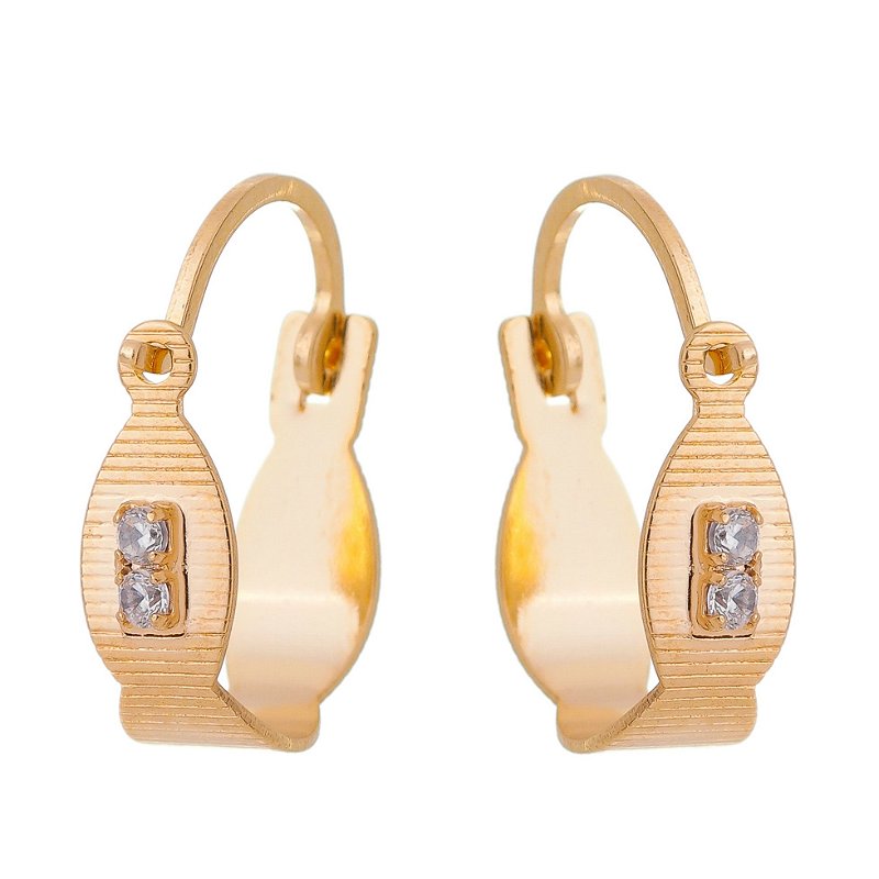 Argola pequena com zircônias folheada a ouro 18k