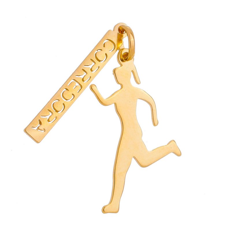 Pingente corredora folheado a ouro 18k