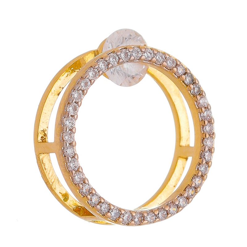 Pingente com zircônias folheado a ouro 18k