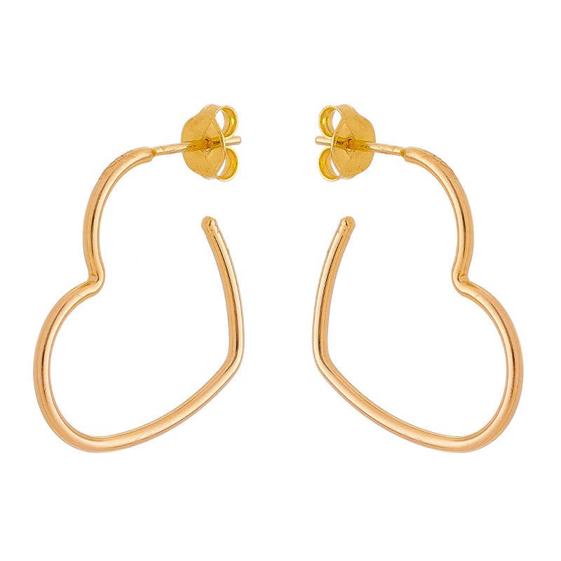 Argola pequena coração folheada a ouro 18k