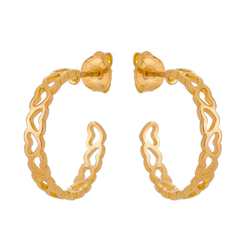 Argola corações folheada a ouro 18k