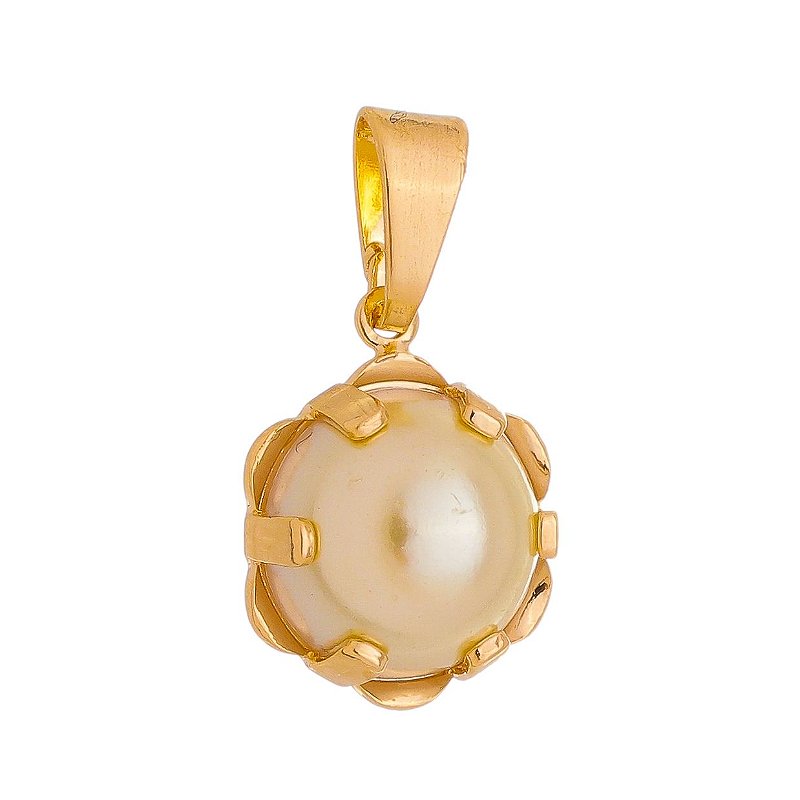 Pingente pérola folheado a ouro 18k