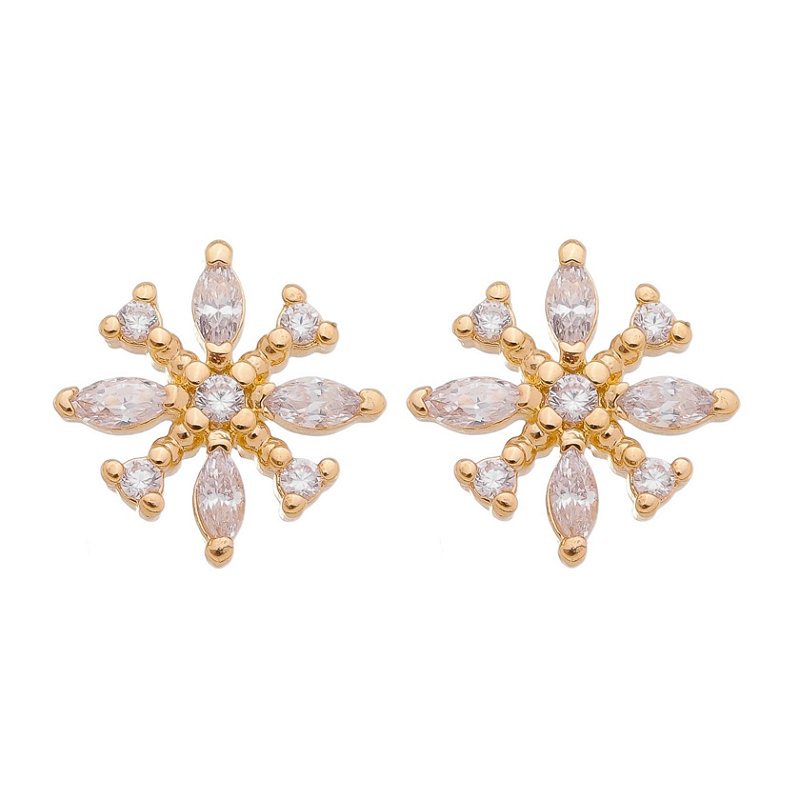 Brinco de zircônia folheado a ouro 18k