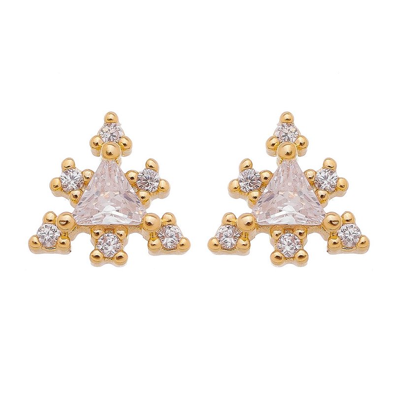 Brinco triângulo pequeno folheado a ouro 18k