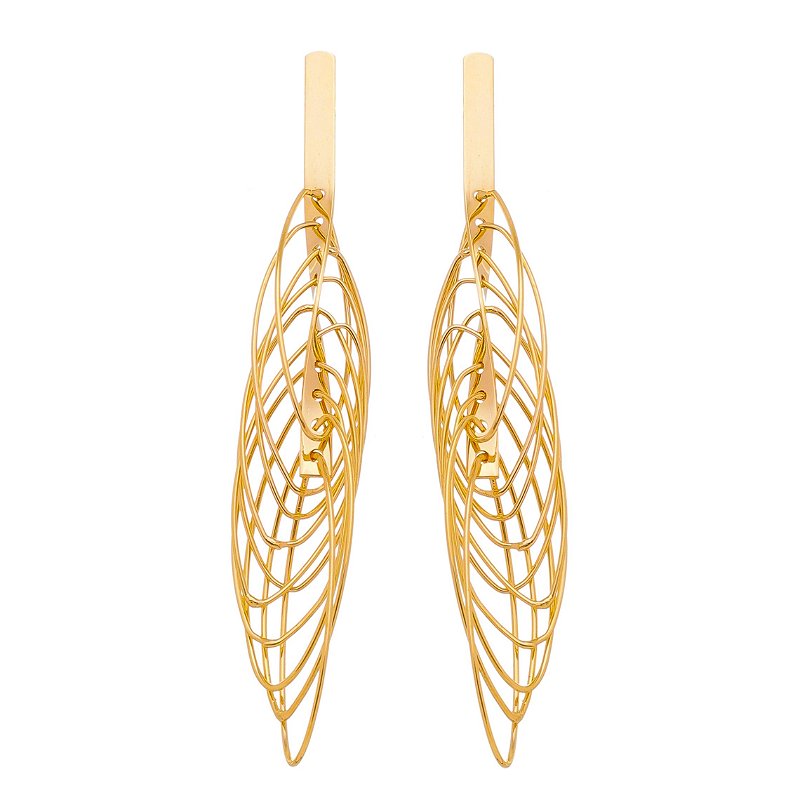 Brinco elos finos ovais folheado a ouro 18k