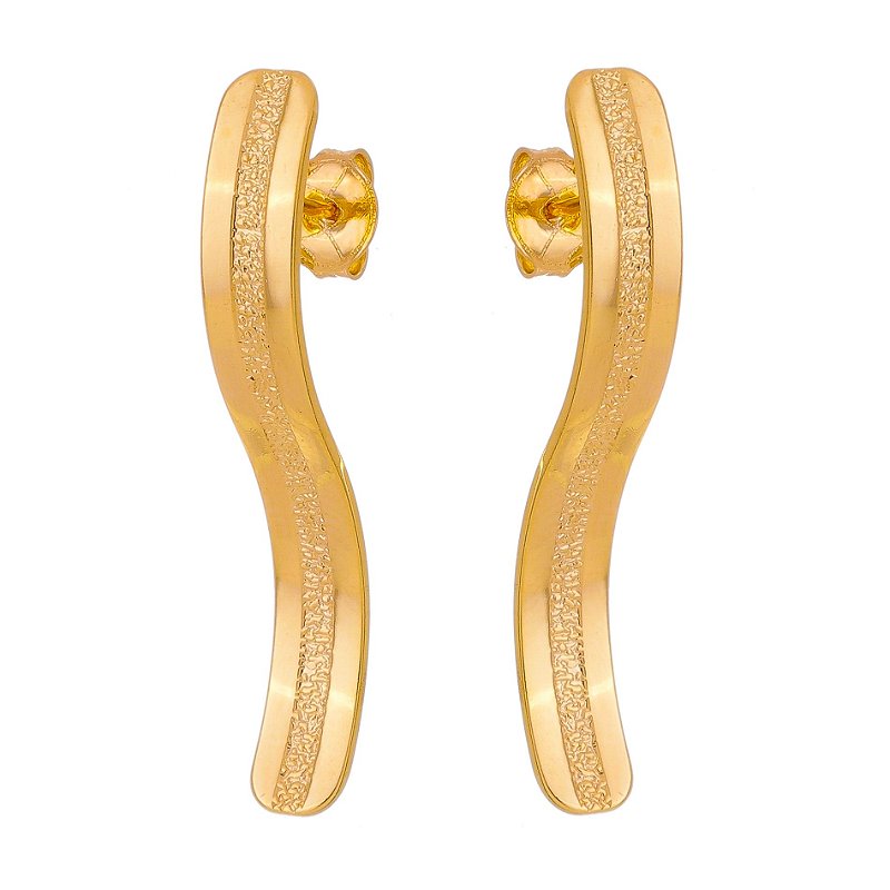 Brinco médio com frizo folheado a ouro 18k