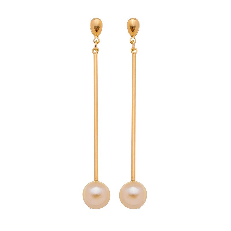 Brinco pendurado com pérola folheado a ouro 18k