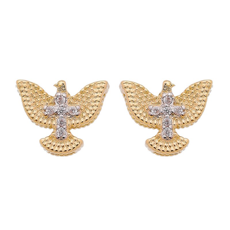 Brinco Divino Espírito Santo folheado a ouro 18k