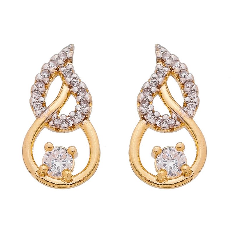 Brinco gota pequena com zircônias folheado a ouro 18k