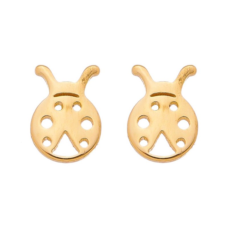 Brinco joaninha infantil folheado a ouro 18k