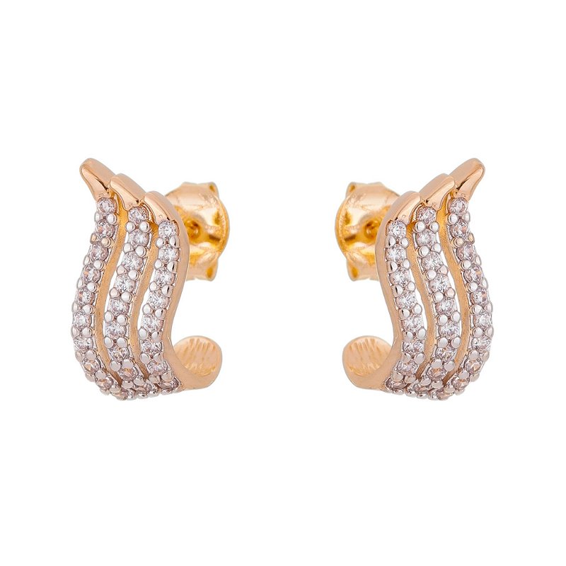 Brinco com zircônias folheado a ouro 18k