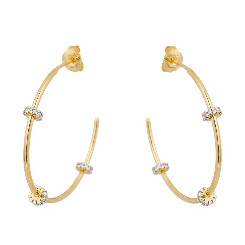 Argola 3 aros folheada a ouro 18k