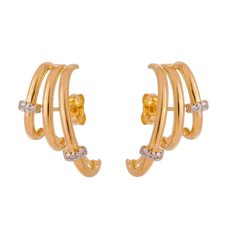 Brinco Ear Hooks folheado a ouro 18k