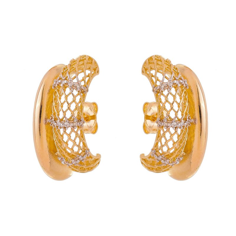 Brinco Ear Hooks tela folheado a ouro 18k