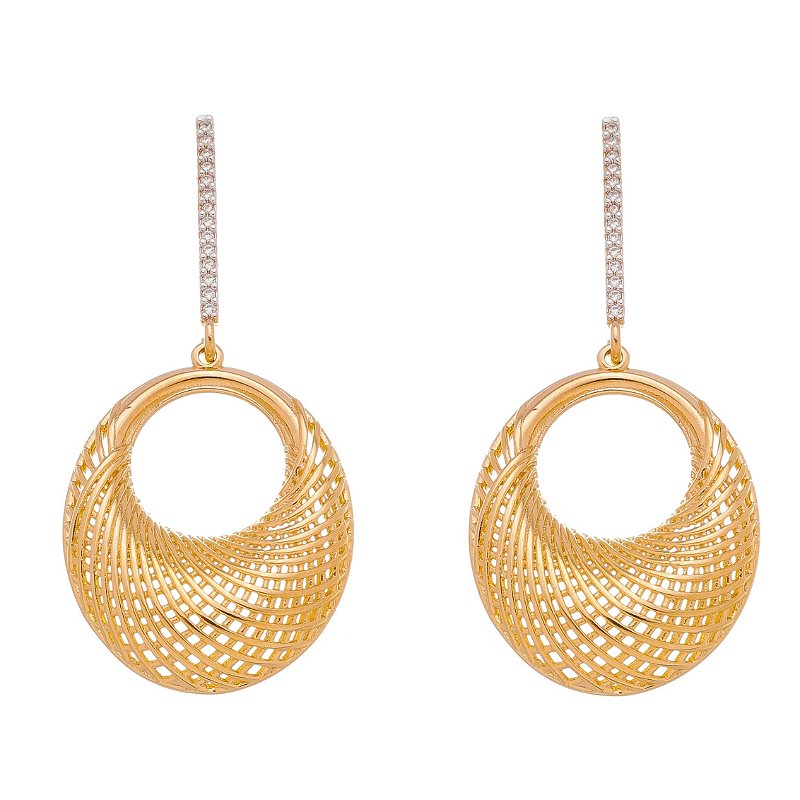 Brinco com zircônias folheado a ouro 18k