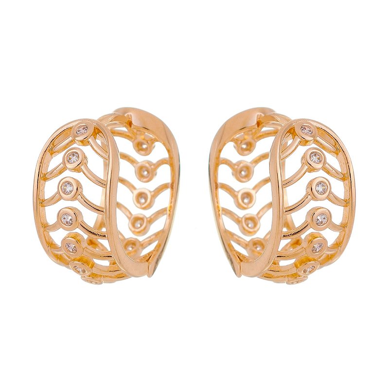 Argola trabalhada folheada a ouro 18k