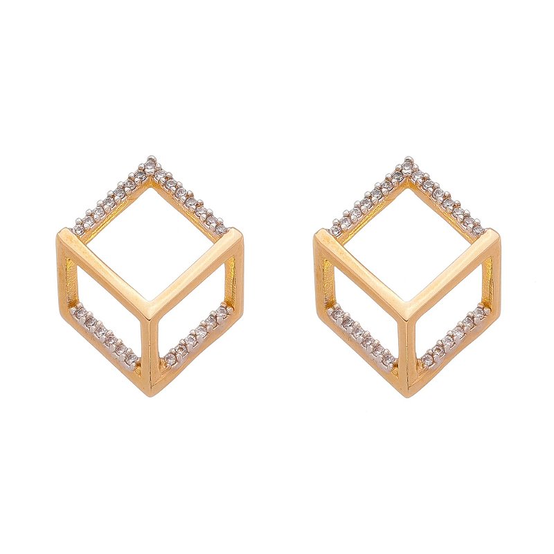 Brinco com zircônias folheado a ouro 18k